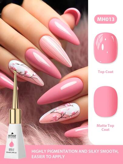 Mtssii 1瓶10毫升热粉色凝胶指甲油，不含HEMA和TPO，半永久性可卸UV凝胶指甲油，适合夏季美甲，持久耐用，不含铅，可用于DIY美甲设计，装饰用途，美甲沙龙和家用美甲用品。