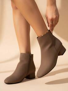Casual Side Zipper Office - Brown - View 3