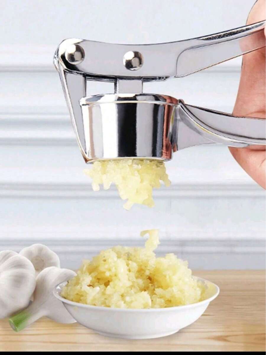 3-In-1 Stainless Steel Manual Garlic Press, Multi-Functional Kitchen Garlic Crusher, Garlic Paste Maker, Garlic Press, Kitchen Gadget, Functions Include Garlic Crusher + Nut Cracker + Bottle Opener, Compact Garlic & Ginger Grinder