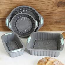 Molde de horno de silicona con forma de girasol, molde rectangular, redondo y cuadrado para pasteles, bandeja de horno resistente a altas temperaturas, herramienta de hornear - Gris - Ver 6