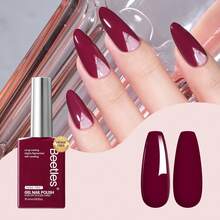 Beetles 1Pcs 15ML HEMA-Free Burgundy Red Gel Polish, Plum Wine Red Shade, Soak Off UV Curable, Colorful Bottle Manicure For Salon & DIY Nail Art - Red Gel Nail Polish - 查看 7