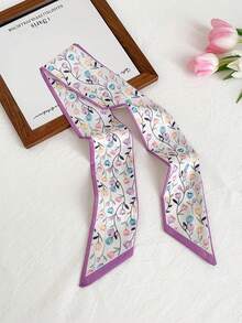 4 piezas Pañuelos florales versátiles para mujer, diademas casuales, pañuelos de seda multifuncionales para decorar bolsos, muñecas, cabello, opción de regalo ideal para accesorios de playa, atuendos de verano, pañuelos para mujer, diademas de vacaciones - Multicolor - Ver 2