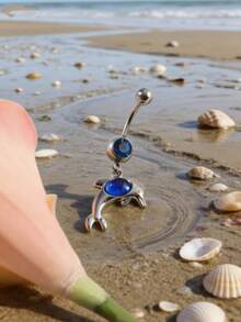 1个贝壳心形肚脐环，性感甜美的身体饰品，穿刺配件 - 彩色 - 查看 2