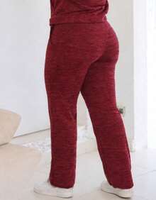Women's Plus Size Set: Pants And Blouse - Burgundy - View 4