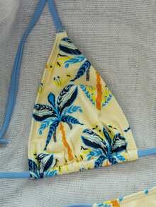 Tropisches Muster Bikini Set für Strandurlaub im Sommer - Gelb - Übersicht 5