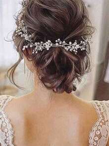 1pc Bridal Wedding Pearl & Rhinestone Headband - Silver - View 2
