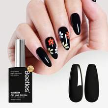 Beetles 1Pcs 15ML HEMA-Free Black Gel Polish, Silent Charm Audrey Black, Long-Lasting Soak Off UV/LED Curable Glossy Manicure For DIY Nail Art - Sơn móng tay gel màu đen - Xem 7