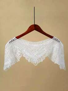 Nuevo Estilo Coreano Chal de Encaje Cuello Versátil Calado Chaqueta sin Mangas para Mujer, Verano - Blanco - Ver 5