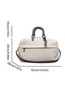 Fashion Casual Minimalist Contrast Color One Shoulder Portable Tote Bag, Unique Lightweight Large Capacity Multifunctional Shoulder Crossbody Bag, Personalized Daily Commute Tote Bag, Suitable For Sports, Fitness And Other Occasions - Beige - View 6