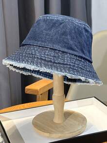 1顶男女通用欧美风牛仔渔夫帽，适合户外活动、防晒、时尚搭配，四季皆宜。 - 深藍色 - 查看 5