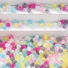 6/8mm 100/200pcs Transparent Multicolor Acrylic Ice Cracked Round Beads DIY Jewelry Making Additions,Lfor Necklaces, Bracelets, Keychains And Handmade Crafts - Round Beads - View 3