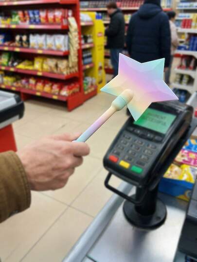 3D gedruckter Magischer Bezahlstab, Einmal-Berührungs-Bezahlstab, Sternenlicht-Zauberstab, Kontaktloser Zahlungskarten-Halter, Ausweishalter, Kartenorganizer, geeignet für Tap-to-Pay Situationen, Partys und Veranstaltungen