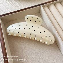2pcs/1pc 4.13in/10.5cm Black White Polka Dot Plastic Hair Clips,Fashionable Versatile Elegant Minimalist Solid Color Hair - Black and White - View 4