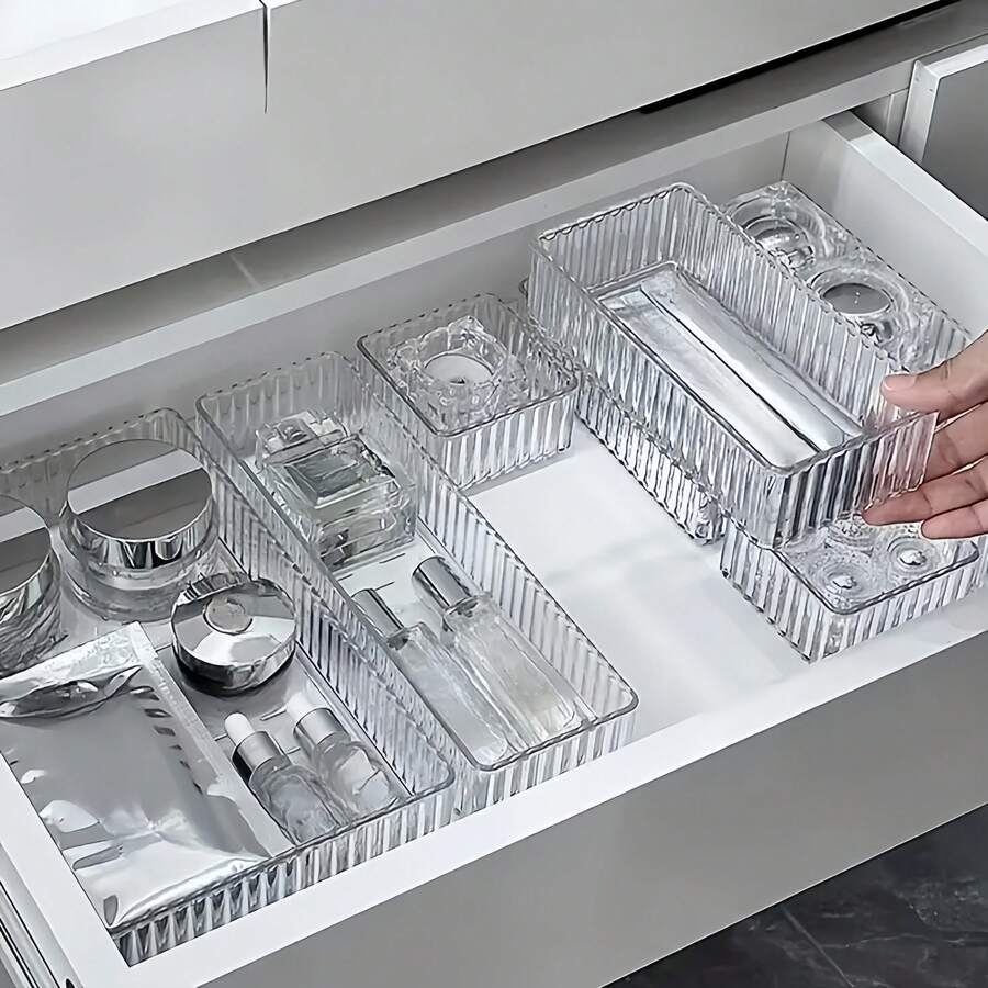 10 ngăn kéo đựng đồ trang điểm, hộp đựng đồ trang điểm trong suốt có vách ngăn, thích hợp cho bàn trang điểm, gồm 4 ngăn kéo nhựa trong suốt với kích thước khác nhau, giá trưng bày đồ trang điểm, hộp đựng đồ dùng cho bàn làm việc, phòng tắm, nhà bếp và văn phòng, trang trí phòng ngủ, trang trí nhà cửa, trang trí mùa thu. - Nhiều màu - Xem 1