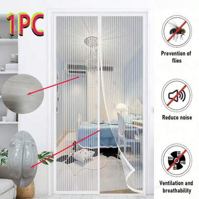 1 tấm rèm chắn gió từ tính - Chống rách, chống trầy xước, lưới mật độ cao, tăng cường lưu thông không khí, đóng mở không cần dùng tay, không cần khoan, thích hợp cho phòng khách, phòng ngủ, vách ngăn nhà bếp, điều hòa không khí trong nhà | Thiết kế tiện dụng | Chất liệu polyester