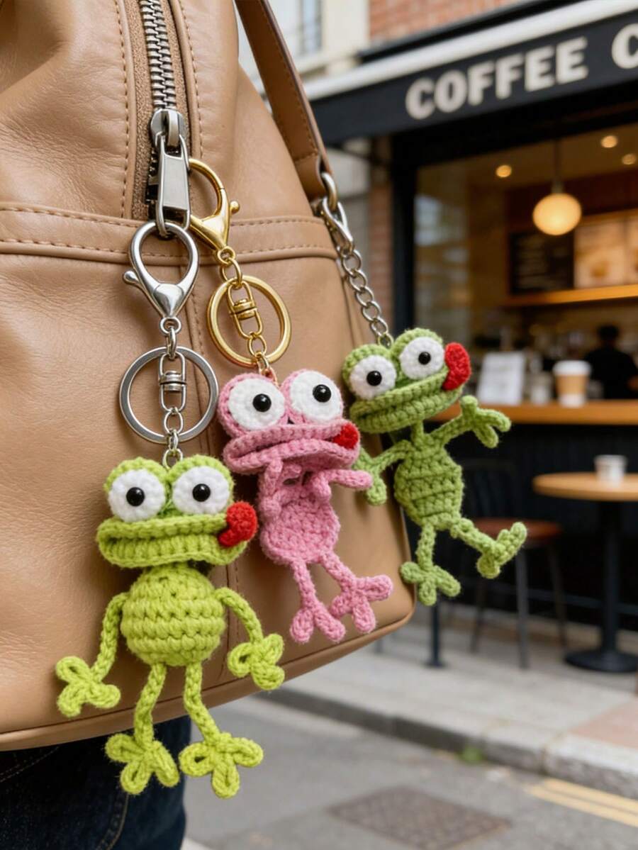 Handmade Crochet "Ugly Cute" Pendant, Fashionable Backpack Accessory, Home And Car Rearview Mirror Decor. Handmade. Perfect Halloween Gift And Accessory For Handbags, Backpacks, Wallets. - A - View 1