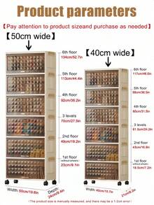 Heavy Duty 3/4/5 Tier Plastic Folding Storage Cabinet, Large Capacity Floor Standing Organizer With Smooth Casters, Suitable For Home, Office, Kitchen, Bathroom, Space Saving & Easy Assembly - Transparent - View 6