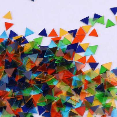 300PCS MIXED COLOR TRIANGLE GLASS MOSAIC TILES PERFECT FOR ALL KINDS OF HANDMADE CREATIONS INCLUDING MOSAIC COASTERS WALL ART JEWELRY CANDLE HOLDERS FLOWER POTS PHOTO FRAMES WALL DECORATIONS AND MORE