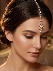 Bohemian Style Water Drop Pendant Headchain, Shiny Accessory For Women's Formal Dress,Summer,Hair Accessories,Holiday, Headpiece,Travel,Birthday - Gold - View 4