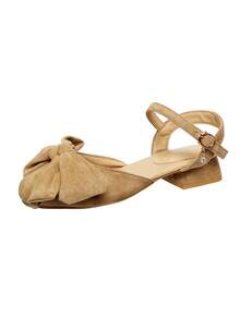 Mẫu sandal mũi tròn trang nhã mới năm 2026, phù hợp với váy, kiểu Pháp, gót chunky, sandal cao gót đa năng dành cho nữ. - Màu be - Xem 6