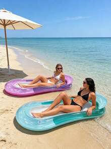 Inflatable Floating Bed, Solid Ombre Style With Headrest, Suitable For Water Rest, Swimming Pool, Beach, Party, Lounge Chair, Inflatable Floating Bed, Swimming Pool Floating Bed, Swimming Raft, Pool Hammock - Pool Raft - View 4