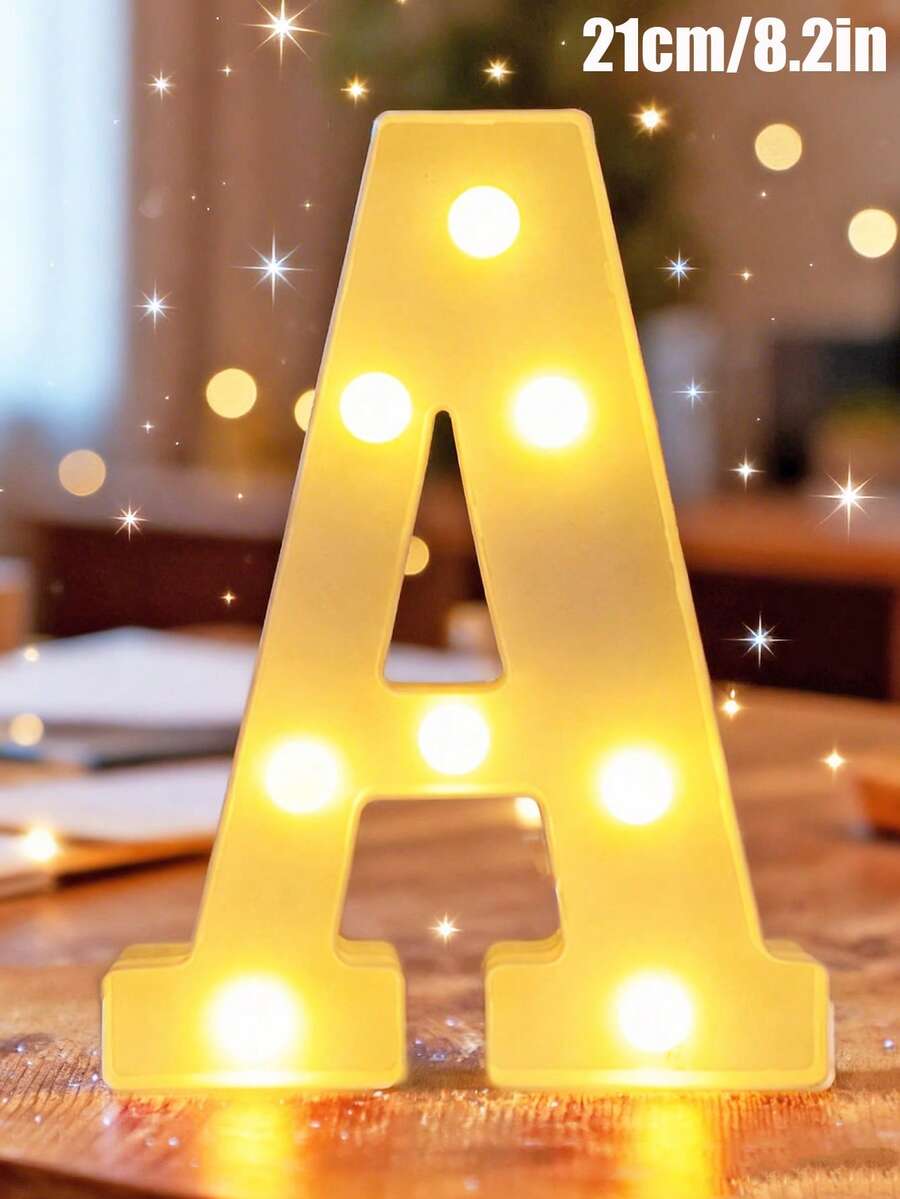 1件 21cm 家居裝飾 LED 發光字母燈，婚禮求婚生日派對裝飾字母數字燈，女孩房裝飾燈，室內裝飾