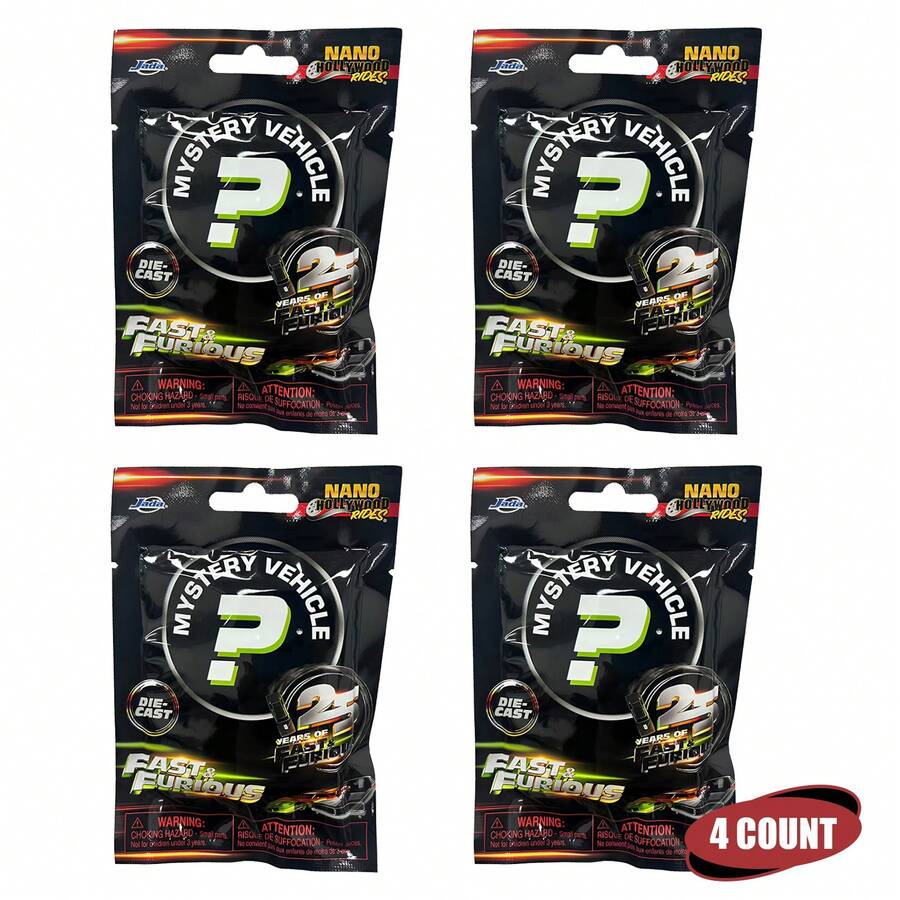 Simba Universal 2/4/6入 25週年紀念奈米汽車盲袋,神秘收藏玩具,12款金屬精細奈米玩具車 (4cm),適合粉絲與收藏家 - 4-Pack - 查看 1