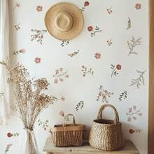 1pc Countryside Floral Wall Sticker, Fresh Leaf Combination, Self-Adhesive Easy To Apply, Decorates Wall With Gentle, Healing Ambience - Multicolor - View 3