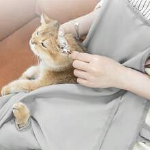 4件套安全开口猫咪美容围裙,透气宠物包,方便修剪指甲和清洁耳朵的围兜,防刮,舒适的户外斜挎包,无需电池 - 查看 7
