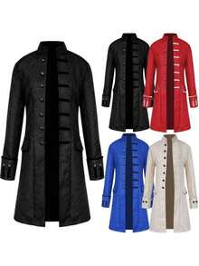Cosplay Clothing - Jacquard Medieval Menswear - Maroon - View 2