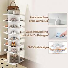 7-Tier Rotating Shoe Rack, 360° Freestanding Rotating Shoe Rack, High Base Shoe Rack With Lazy Turntable For 28 Pairs Of Shoes (7 Tiers, White) - View 6