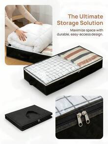 1pc Reinforced Transparent Window Handle Storage Box - Foldable Large Capacity Bedding Storage Box, Fashionable Appearance Underbed Storage Box, Space-Saving Clothing Storage Bag/Wardrobe Organizer, Multi-Color Options, Suitable For Blankets, Sweaters, Pillows, Bedsheets, Packaging Paper, Back To School Season - Multicolor-2 - View 7