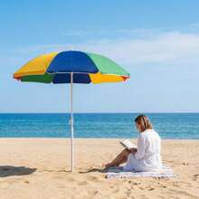 Parasol de plage de couleur aléatoire, tailles de 80 à 120 cm, parasol léger et amovible avec rangement dans le tronc, parasol de plage, parasol de vacances à la plage, parasol de marché extérieur, parasol de loisirs pour patio, parasol de pêche, parasol de pique-nique, transport par le tronc, parasol d'ombrage extérieur, parasol de protection solaire pour le bord de mer - aléatoire - Voir 5