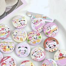 Bộ 6 huy hiệu mini hoạt hình dễ thương phong cách retro, vật trang trí đáng yêu cho sổ lưu niệm, 25mm - 6Pcs - Xem 6