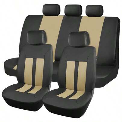 9pcs Car Seat Covers Set PVC Airbag Compatible Universal Fit For Van Truck Car Suv Seat Cushion Auto Accessories For Men New Design