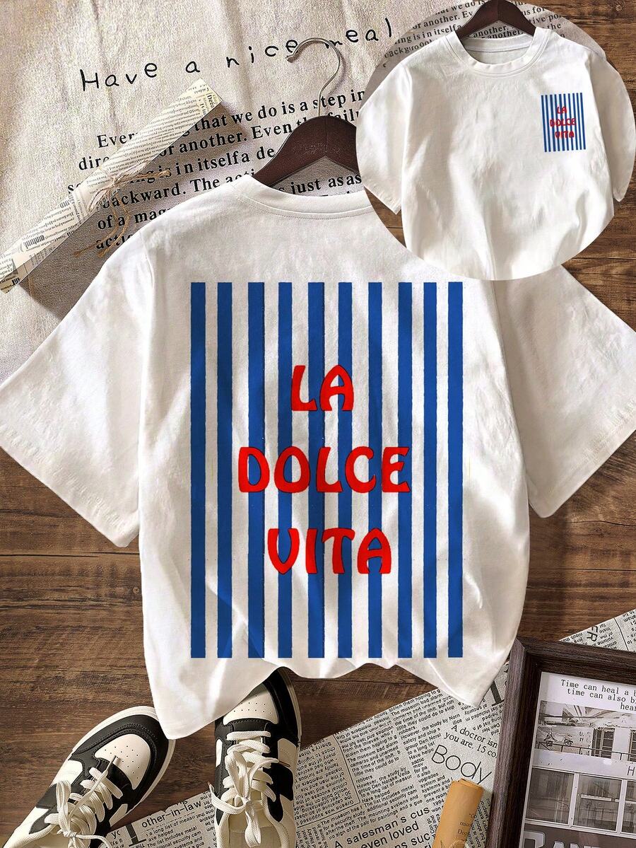 时尚印花T恤，女士夏季服装，女士沙滩装，大码女士休闲圆领短袖T恤 白色 - 白色 - 查看 1