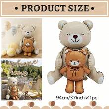 1/2/3/4pcs Sitting Brown Bear Balloon Set, Brown Base Balloons, Suitable For Birthday Party Atmosphere Decoration, Indoor Tabletop Gathering Arrangement, Wedding Ceremony & Theme Party Decor - Digital Bear - View 24