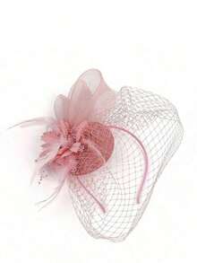 1pc Women's Floral Tea Party Hat, Fashionable Charming Headpiece Hair Clip, Kentucky Derby Racing Hat - 黑色 - 查看 2