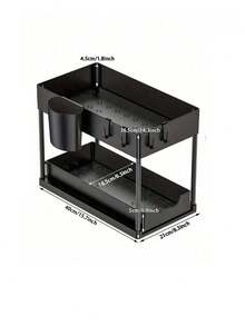 2-Tier Under Sink Organizer Rack, Kitchen Cabinet Storage Shelf, Sliding Double-Layer Basket Drawer, Multifunctional Bathroom Storage Basket, Organizing Rack, Kitchen Decor Holiday Gift Kitchen Essentials Bathroom Accessories Kitchen Storage - A - View 13