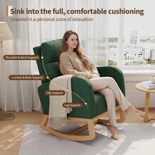 Huisuilinss Nursery Rocking Chair With/Without Footrest,Modern Glider Rocking Chair With Side Pockets And Pillow,Accent Armchair,Nursery Chair For Living Room Bedroom Nursing Room - Green Corduroy Without Footrest - View 5