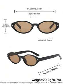 1 Pair Women's Retro Oval Fashion Glasses With Tinted Lenses, Suitable For Outdoor Activities And Daily Outfit Decoration - Multicolor - View 4