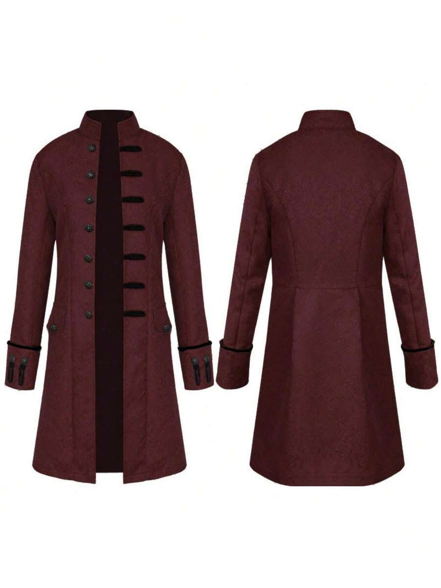 Cosplay Clothing - Jacquard Medieval Menswear - Maroon - View 1