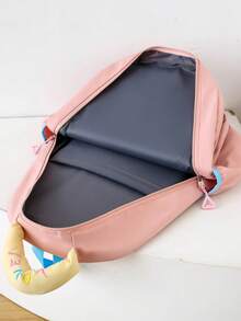 Color Block Design Multi-Compartment Large Capacity Backpack, Casual Lightweight Tote Bag - Multicolor - View 7