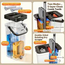 Joybos Mop And Bucket Set With Wringer System, Hands Free Flat Floor Mop And Bucket, 2 Zone Separate Dirty And Clean Water, With 4-Way Ultra Deep Cleaning Scrapers, 12.99/17.32inch Wet And Dry Mop, 4 Washable Pad, Mop For Floor Cleaning All Floors Tile Wall Window - Cây lau nhà 13 inch + Xô + 4 miếng lau thay thế - Xem 10