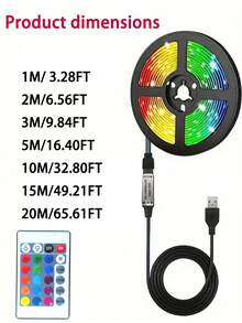 Bộ 1 đèn LED dây DIY USB, đèn LED dây thông minh dùng nguồn USB, 24 phím điều khiển DIY trang trí trong nhà cho nhà cửa, nhà bếp, phòng khách, ký túc xá, tiệc tùng, đèn nền TV, đèn LED tủ linh hoạt 3.28ft/9.84ft cho trang trí nhà cửa, Halloween, Giáng sinh - ánh sáng màu - Xem 12