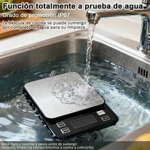 Báscula de cocina electrónica profesional 0.1g-10kg, recargable, impermeable, con función tara y contador, precisa para repostería y alimentos - Negro1 - Ver 8