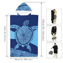 1件装椰树图案速干超细纤维沙滩巾斗篷 - 鲜艳的热带印花，吸水性强且轻便，适合沙滩、游泳和户外活动 - 彩色 - 查看 3