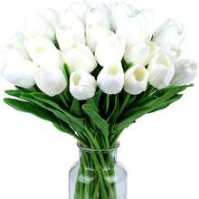 Bó hoa tulip trắng giả, trang trí nhà cửa/văn phòng/đám cưới/lễ hội. - trắng - Xem 10