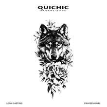 AMIFANS Temporary Tattoo Realistic Wolf Head With Peony Flowers, Semi Permanent Tattoo,Lasting 1-2 Weeks Tattoo, Long Lasting Tattoo, Juice Tattoo, Realistic Tattoo, Romantic Tattoo, Fake Tattoo, Waterproof, Authentic Tattoo Look, Niche Design Tattoo, Fruit Tattoo, Plant-Based Tattoo - Black - View 4