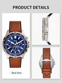 Fossil Đồng hồ đeo tay nam FS5625 cổ điển, mặt số xanh dương kiểu retro, dây da nâu, đồng hồ công sở chất lượng cao, quà tặng cho ngày Valentine và sinh nhật. - màu nâu - Xem 6